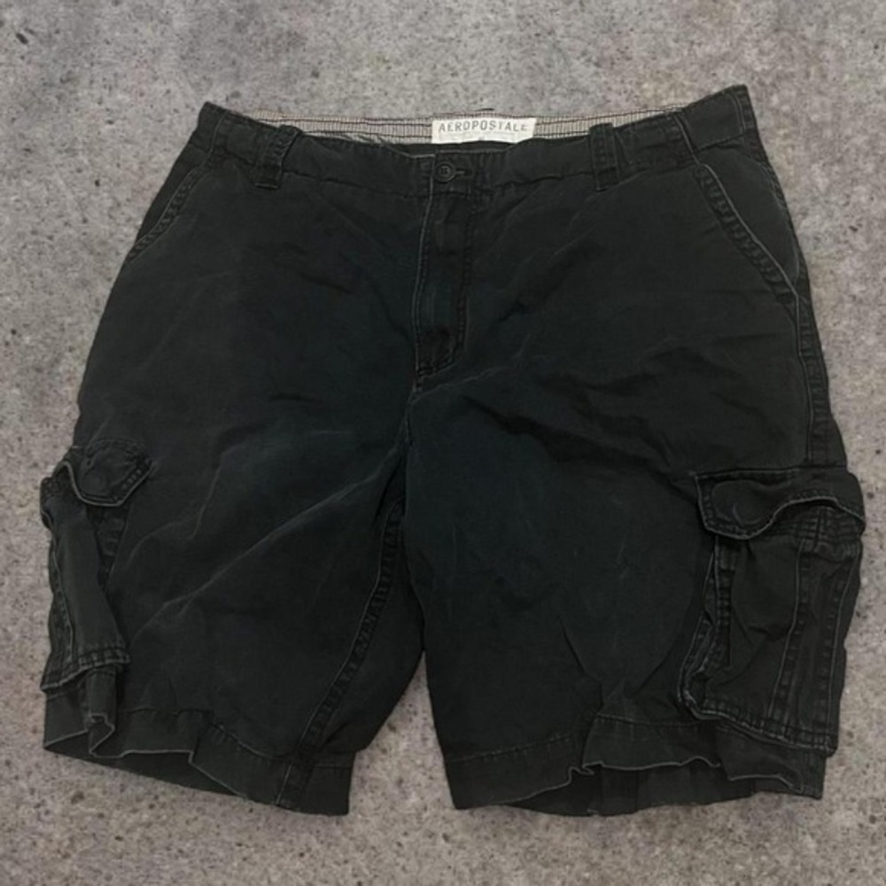 Vintage Y2K Aeropostale Faded Black Cargo Shorts Size 40 Skater Baggy Grunge